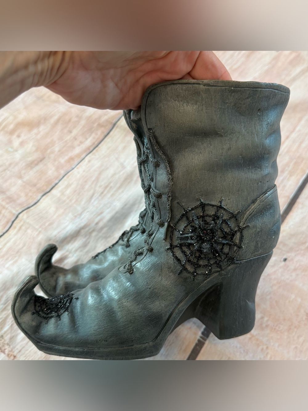 Yankee Candle Witch Boots Spiderwebs Candle Holder Halloween Retired - Picture 2 of 7